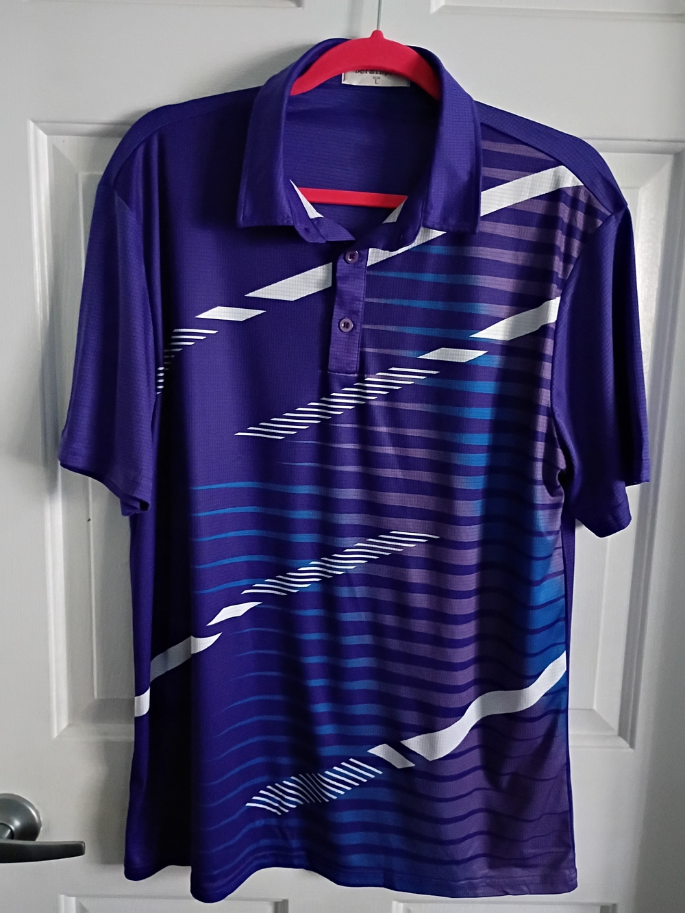 Men's Purple Striped Performance Polo Shirt
